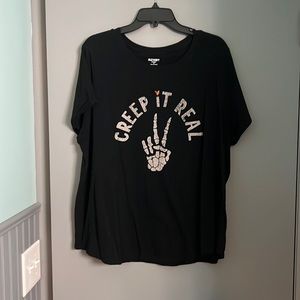 Size 2X Old Navy everywear “Creep It Real” black T-shirt.